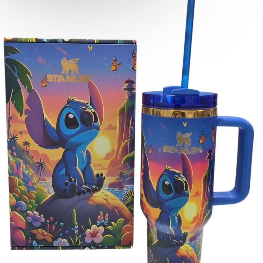 Stanley Blue Stitch Character Tumbler with Handle